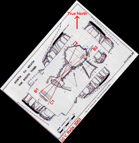 Dowth plan with Prdendergast&Ray measurements